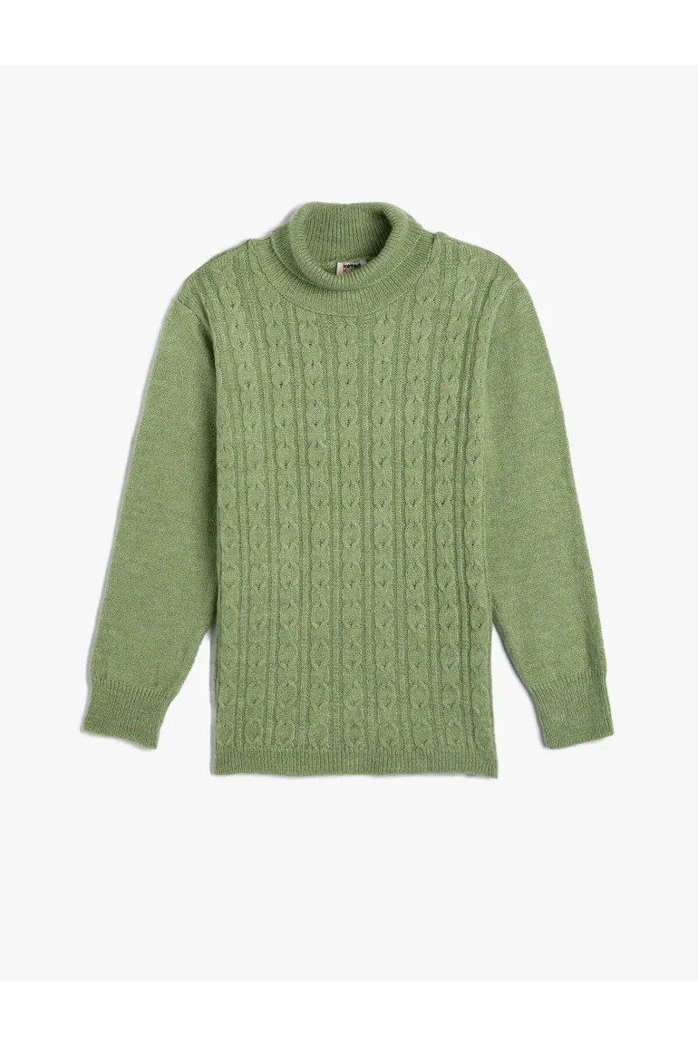 Turtleneck Sweater Hair Knit Detailed Long Sleeve Soft Textured
