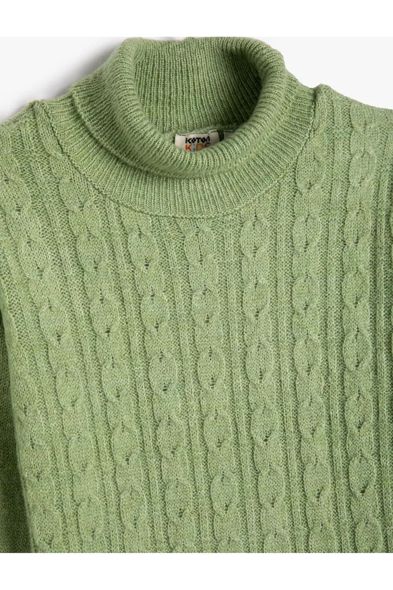Turtleneck Sweater Hair Knit Detailed Long Sleeve Soft Textured - 2