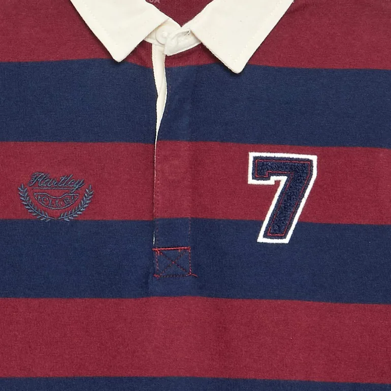 Striped Polo Shirt with Contrast Collar RED - 1