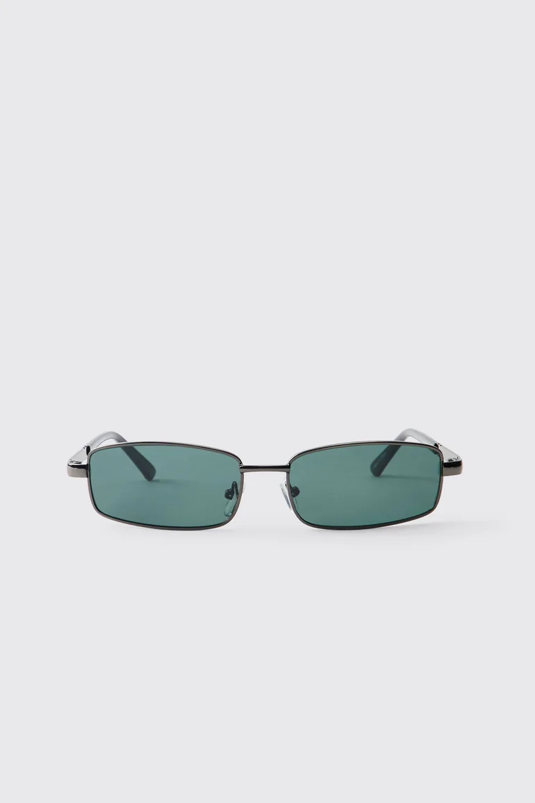 Metal Rectangle Sunglasses - black - 1