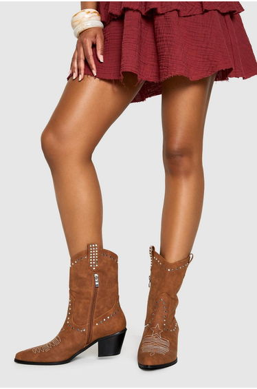 Studded Ankle Western Boots