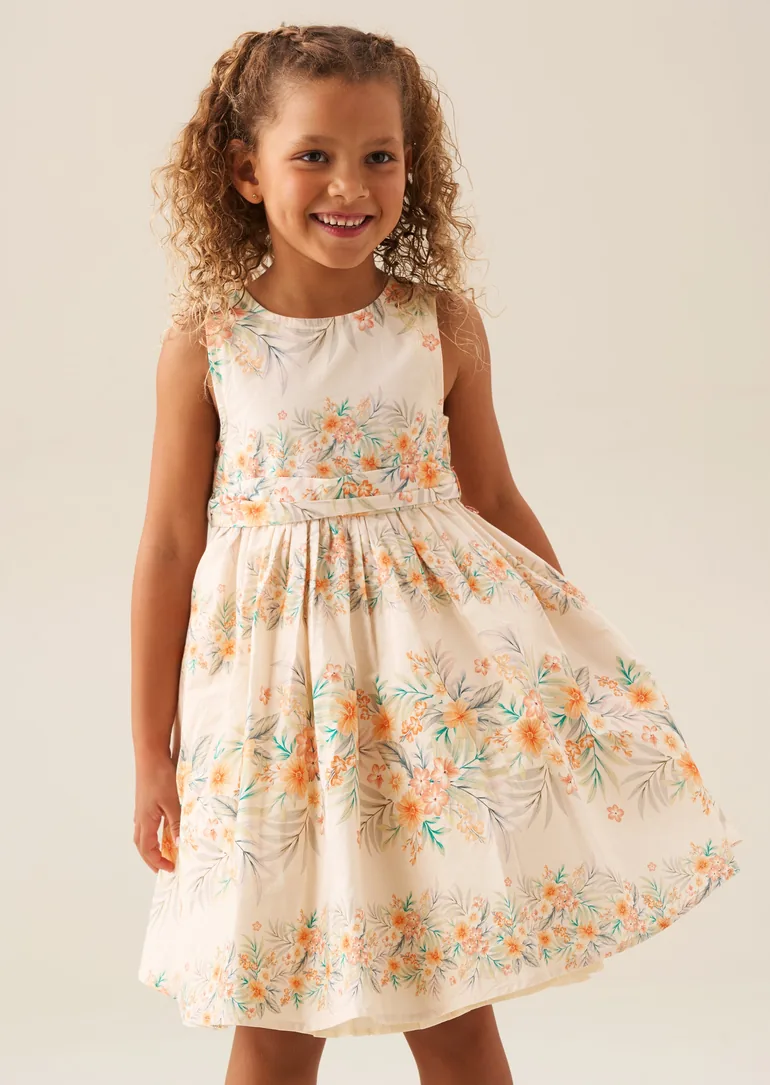 Primrose Print Stripe Sash Waist Dress - Multi - 1