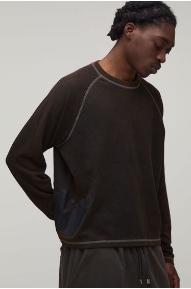 Oversized Boxy M Star Long Sleeve Waffle Wash T-Shirt