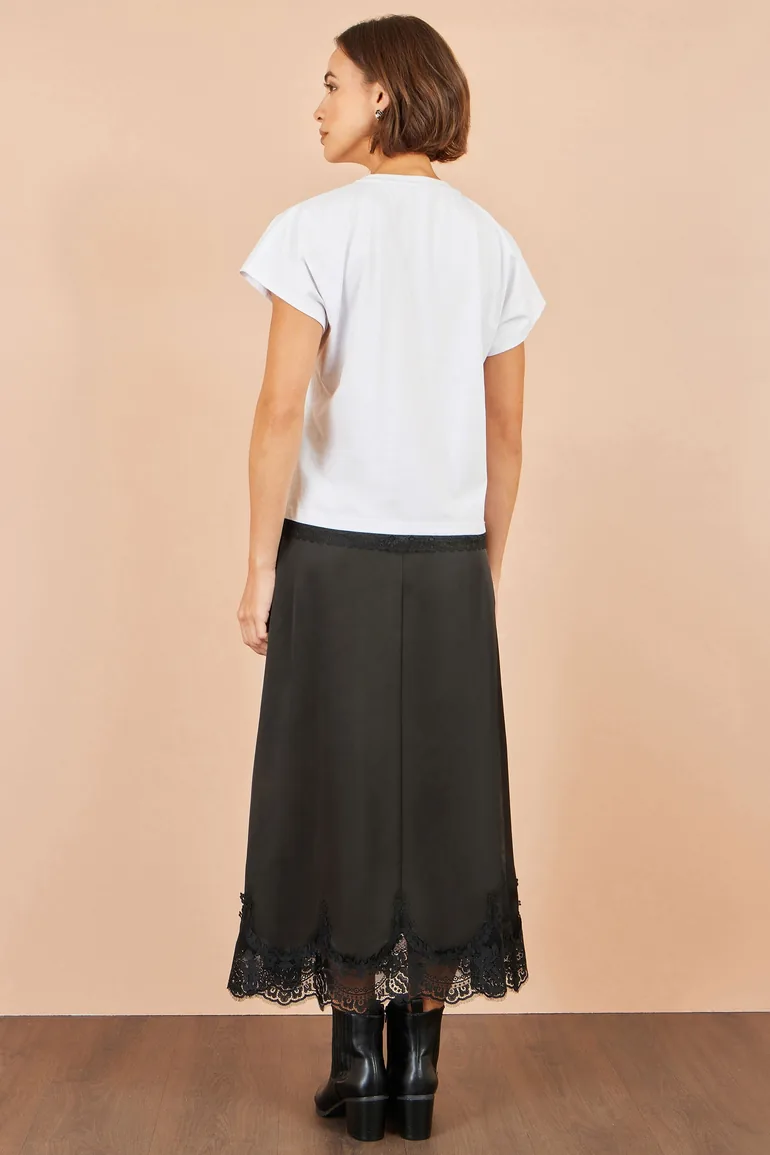 Yumi White Bow T-Shirt With Lace - 3