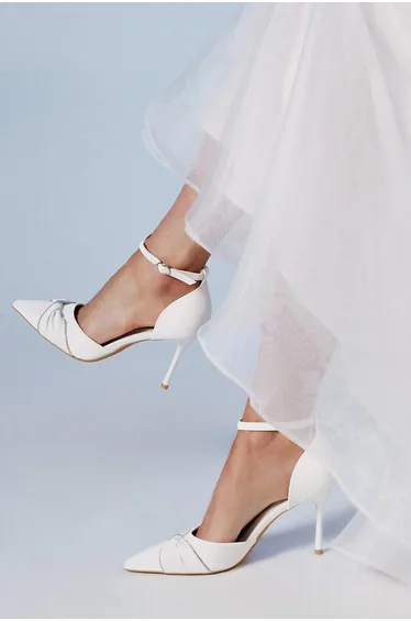 Bridal Valaine Faux Leather Diamante Twist Stiletto Heel Court Shoes