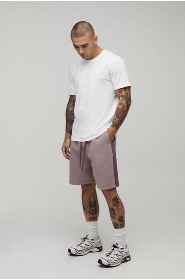 Regular Fit Panelled Jersey Short - mauve