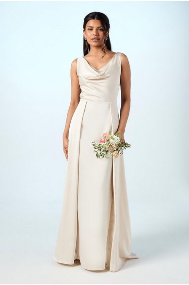 Coast Honoured Petite Sleeveless Cowl Neck Satin Maxi Dress
