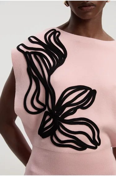 Placed Cornelli Knitted Pencil Midi Dress