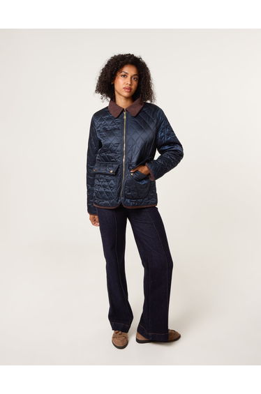 Diamond Quilted Cord Collar Coat