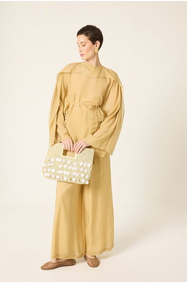 CAPE-STYLE BLOUSE AND PANTS SET