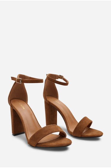 Skye Strappy Block Heels With Buckle In Cognac Suede product thumbnail 4