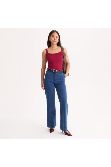 Square Neck Tank Top, Pure Combed Cotton