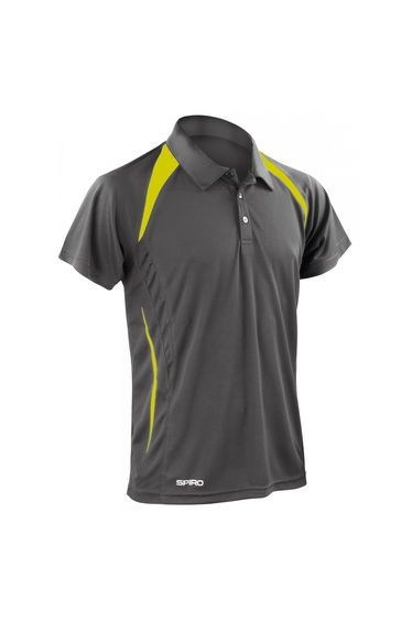 Spiro Mens Sports Team Spirit Performance Polo Shirt - Grey/Lime