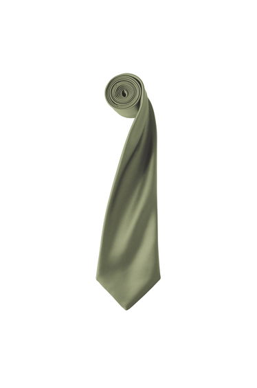 Premier Mens Plain Satin Tie (Narrow Blade) - Olive
