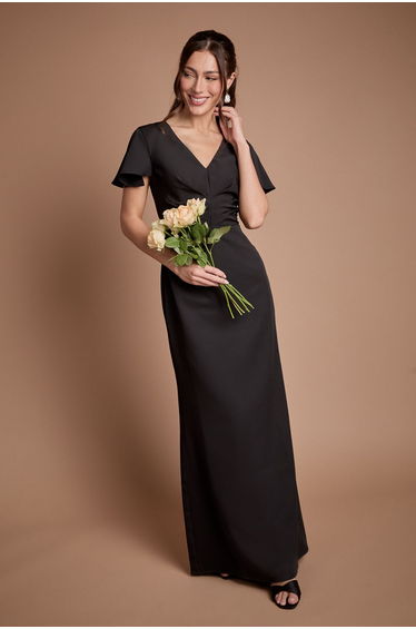 Crepe Fold Detail Bridesmaid Maxi Dress