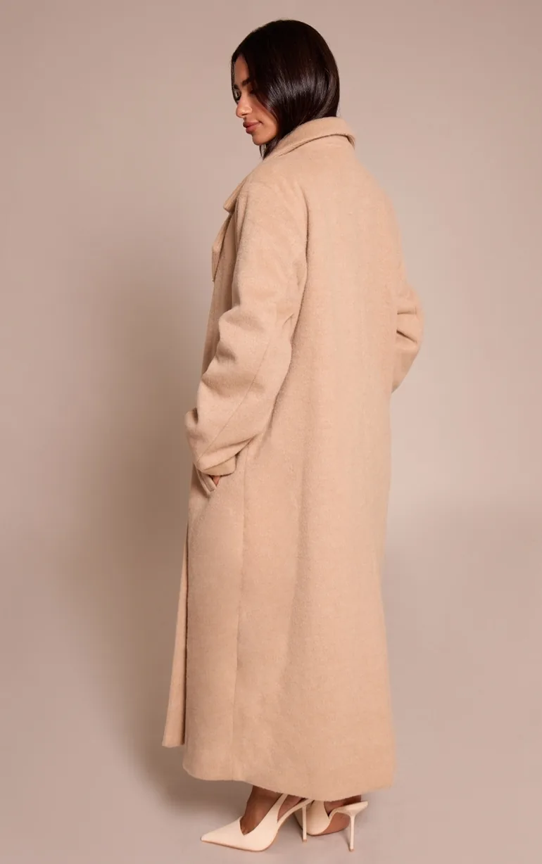 Petite Stone Brushed Wool Maxi Coat - 1