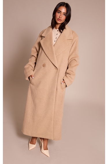 Petite Stone Brushed Wool Maxi Coat