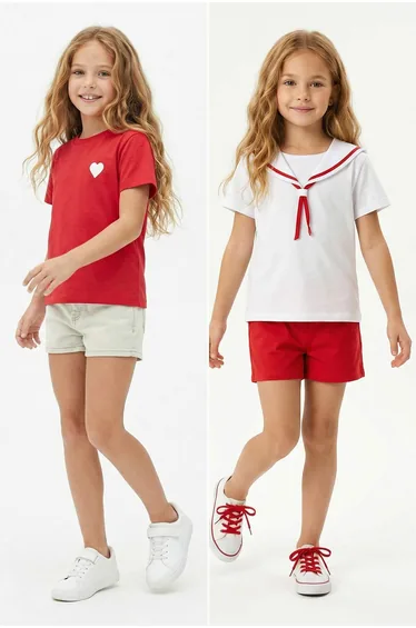 Red-White Plain Knitted T-Shirt