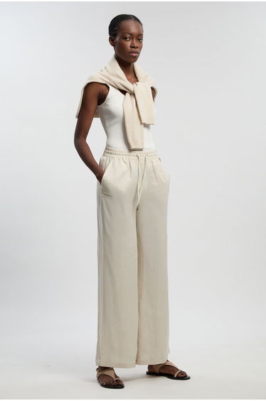 Linen Wide Leg Woven Trouser