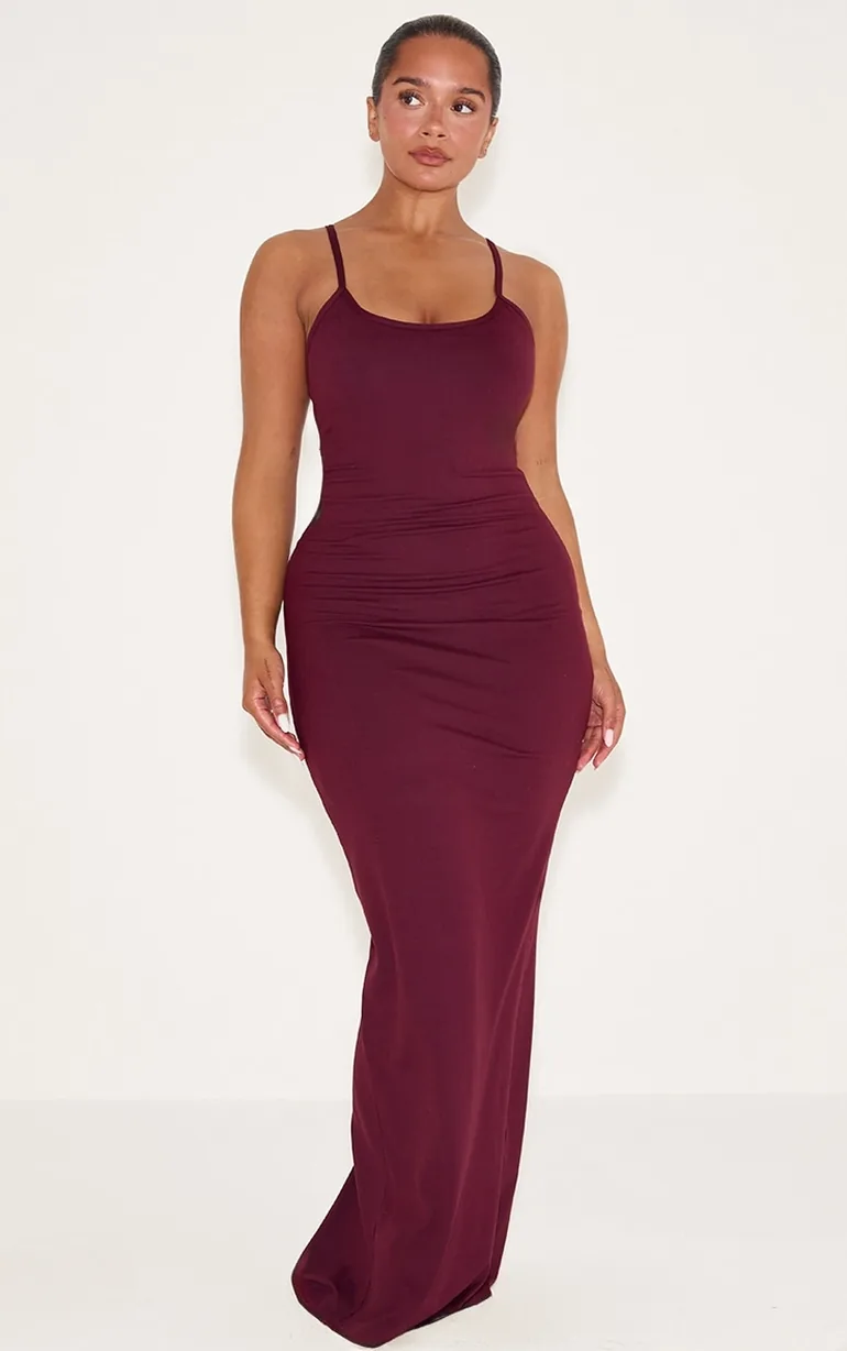 chinese dress ladies Shapewear Square Neck Long Sleeve Slimming Modal Maxi Dress  Popilush