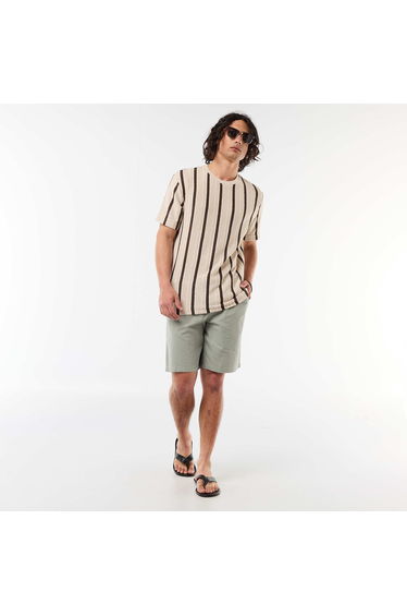 Knit short-sleeved t-shirt BROWN