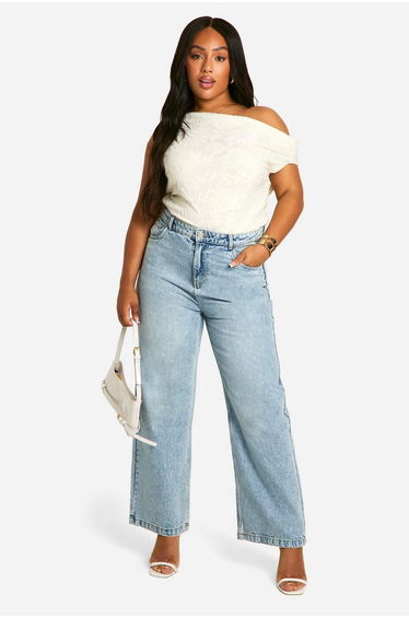 Plus Twist Detail Floral Jacquard Top
