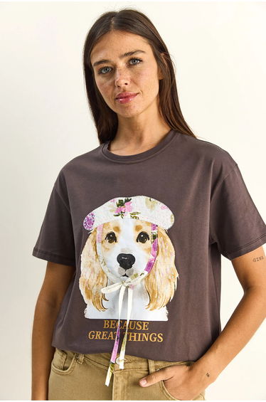 LUCCI Sequin Printed Crew Neck T-Shirt