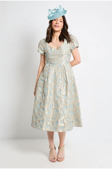 Jacquard Seam Detail Midi Dress