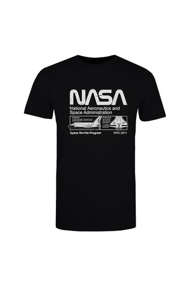 NASA Mens Space Shuttle Cotton T-Shirt - Black