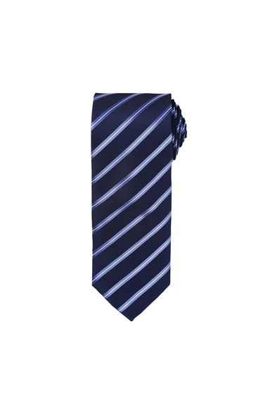 Premier Mens Sports Stripe Pattern Formal Work Tie - Navy/Royal