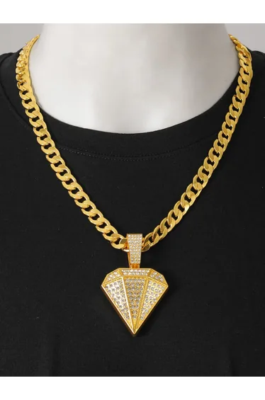 Men Diamond Drop Embellished Necklace