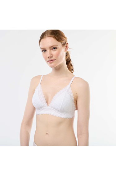 Lace Triangle Bra WHITE