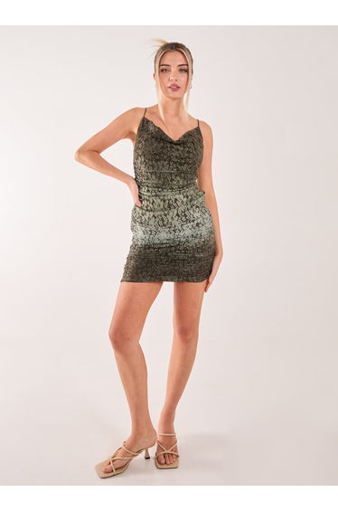 Lace Cowl Ombre Mini Dress
