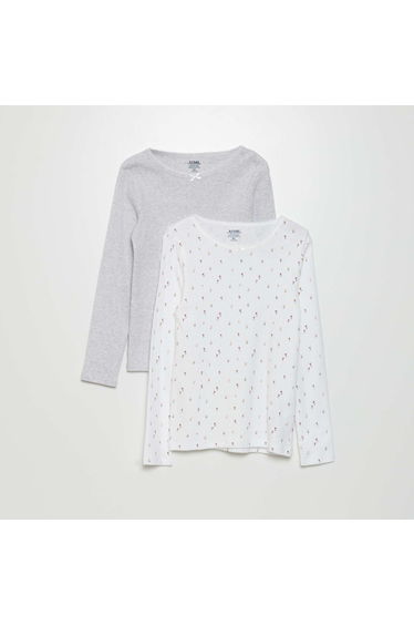 A pack of Pointelle knit T-shirt WHITE