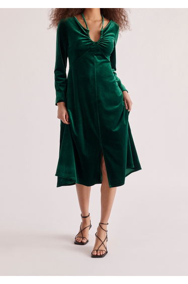 Velvet Tie-Neck Dress