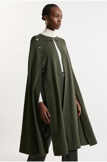 Tall Viscose Blend Military Knit Longline Cape