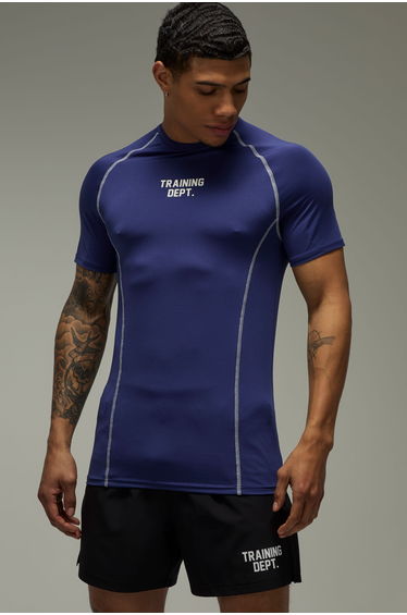 Training Dept Muscle Contrast Stitch T-Shirt - navy