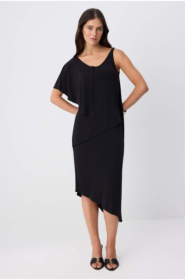 Black Bodycon V-Neck Ruched /Ruffle Sleeve Short Sleeve Midi Stretchy Knitted Dress