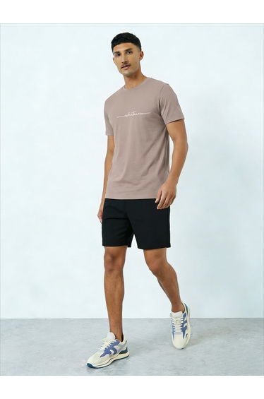 Men Slogan Print Round Neck Short Sleeve T-Shirt and Shorts Co-Ords