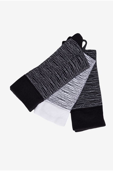 Men's Black-White 3-Pack 100% Cotton Flexible Patterned Socks