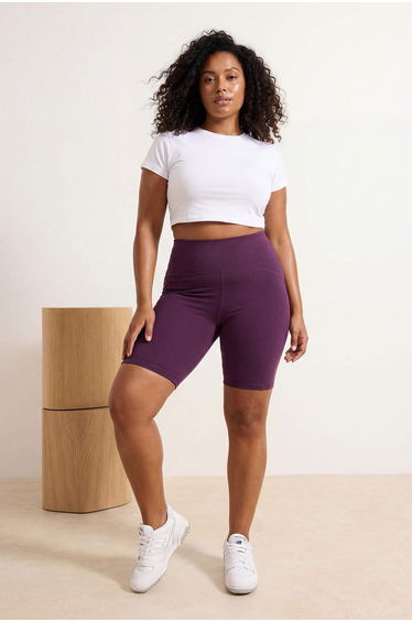 Plum Knitted Sports Biker/Cyclist/Short Plus Size Leggings