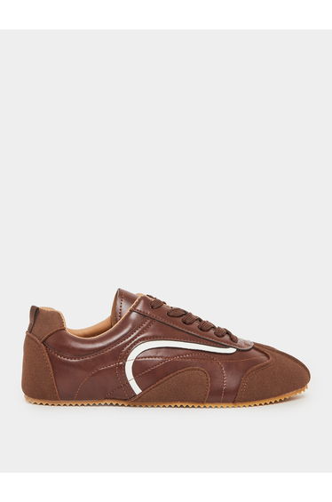 Brown Retro Lace Up Sneakers