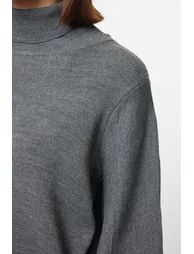 Anthracite Basic Turtleneck Knitwear Sweater - 1