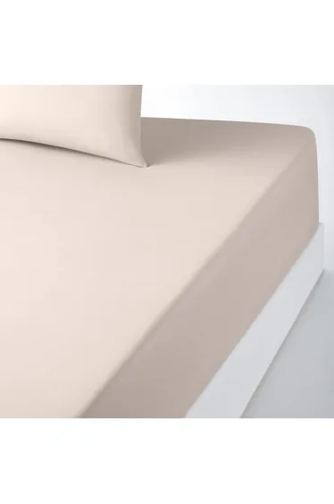 شرشف سرير بولي قطن سادة بحواف مطاطية