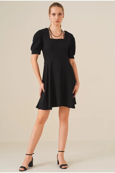 Black Column Mini Dress
