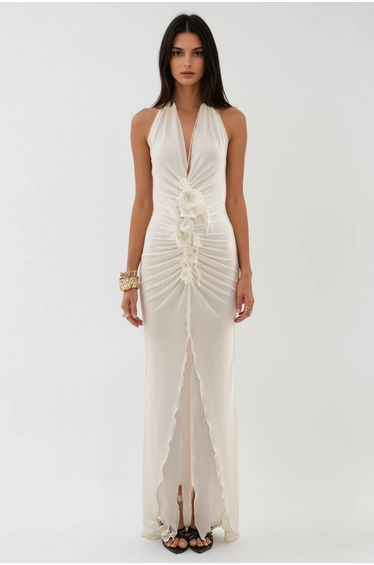 Batyah Halter Neck Flower Split Maxi Dress