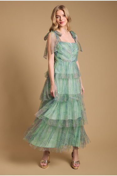 Tiered Tie Strap Maxi Dress