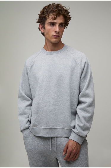 Essential Oversized Boxy Fit Raglan Sleeve Sweater - grey marl