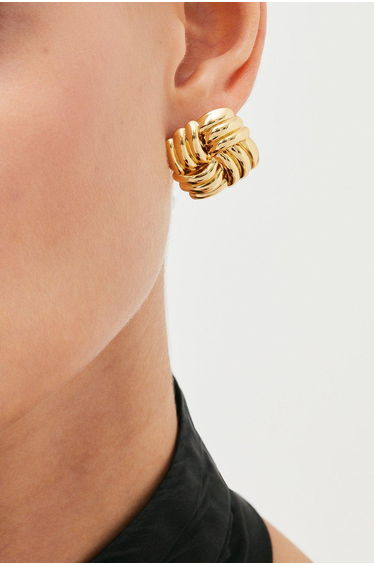 Gold Plated Quilted Stud Earrings