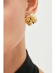 Gold Plated Quilted Stud Earrings